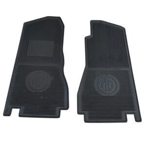 Vintage MG Morris Rubber Floor Mats Pair Black OEM Classic Car Accessories READ